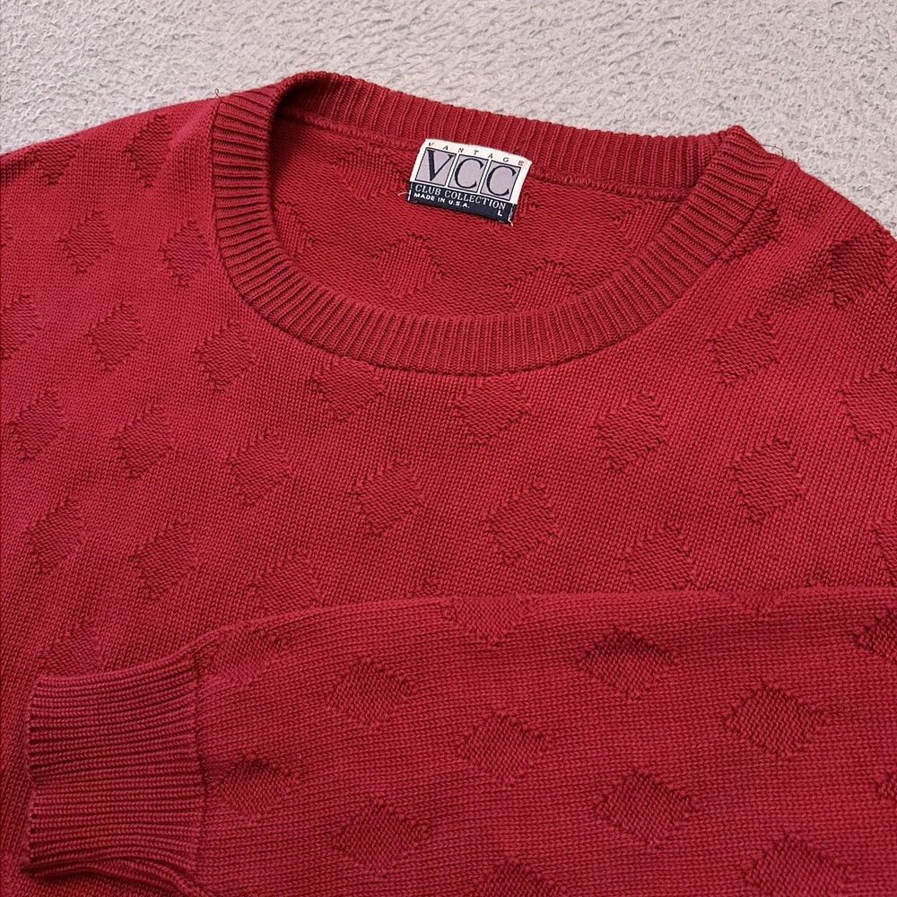 VTG Vantage‎ Club Collection Sweater Men's Large Red Geometric Made in USA